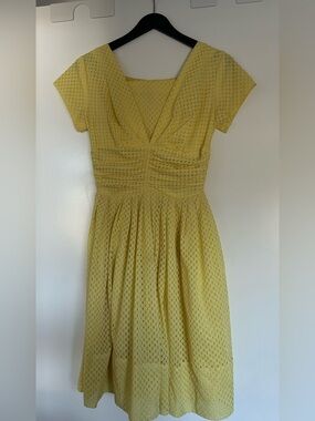 Incredible Vintage 50s/60s Canada ILGWU Union Made Butter Yellow Fit&Flare Dress